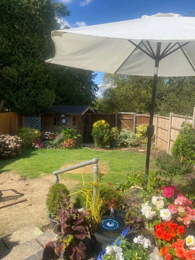 Raised gravel bed with lavender: the garden before