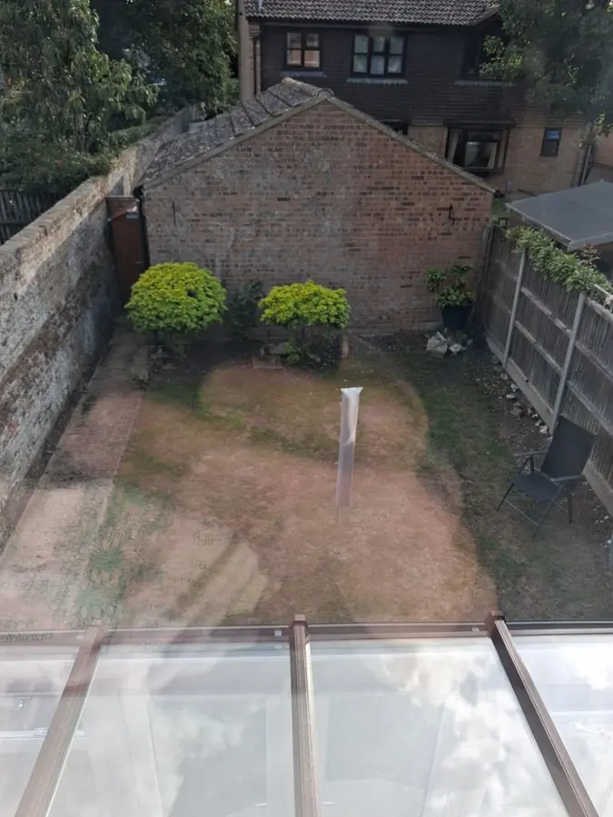 Modern water rill garden: the garden before