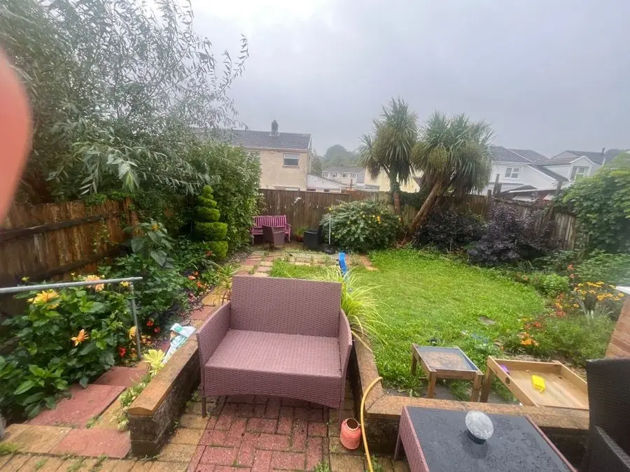 Bananas, palms and red flowers: the garden before