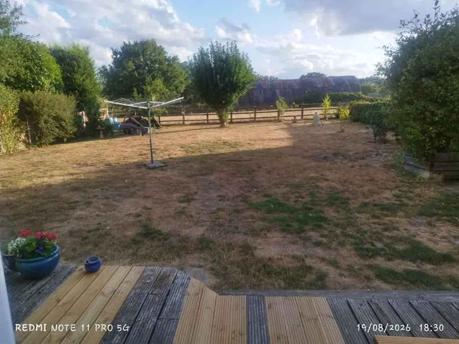 Dry field turned into a lawn and deep borders: the garden before