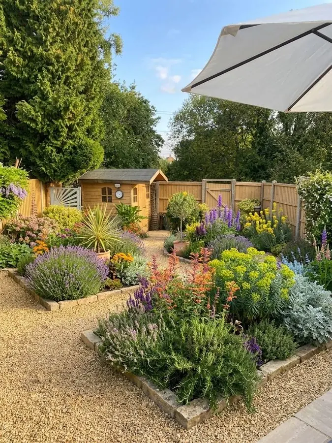 Raised gravel bed with lavender, redesigned