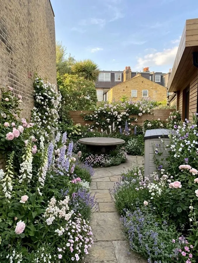 Rose and foxglove courtyard, redesigned