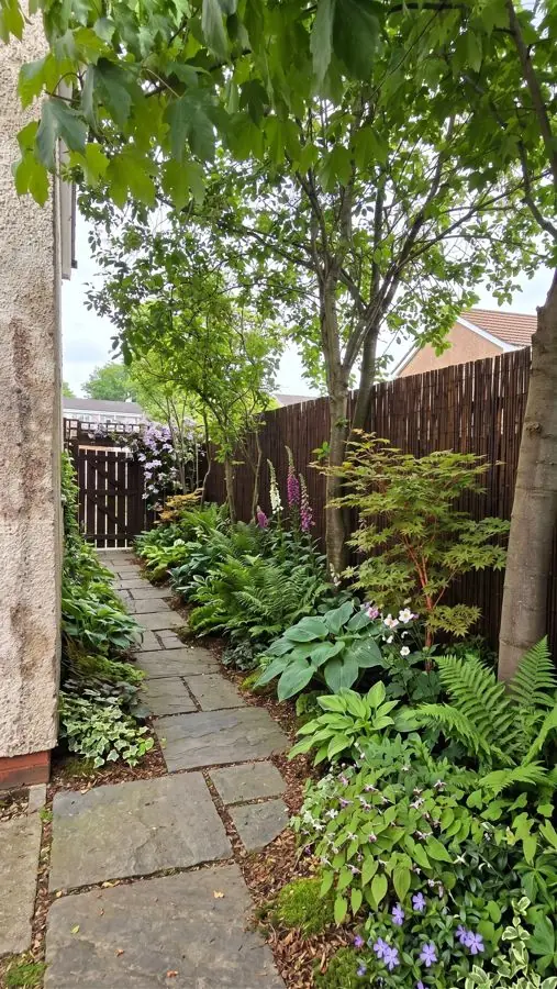 Shady side passage, a patio garden idea
