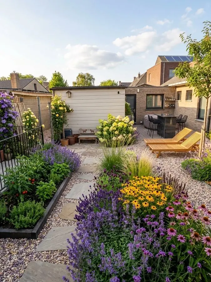 Gravel, stepping stones and loungers, designed with the app