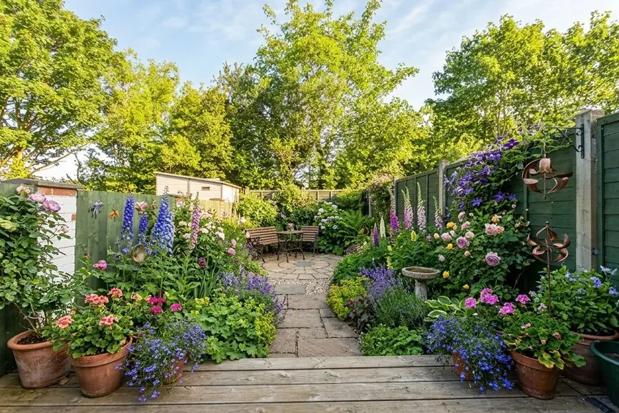 A path and pots, designed with the app